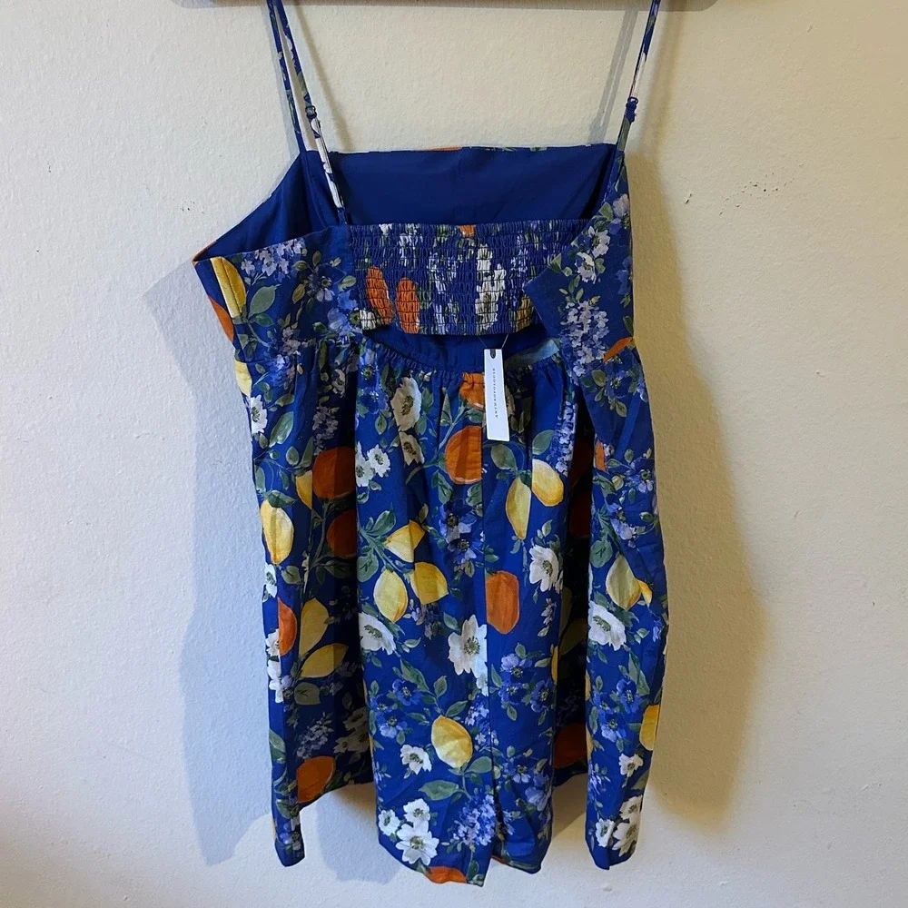 Anthropologie Corey Lynn Calter Blue Citrus Floral Smocked Romper XL - Picture 2 of 4